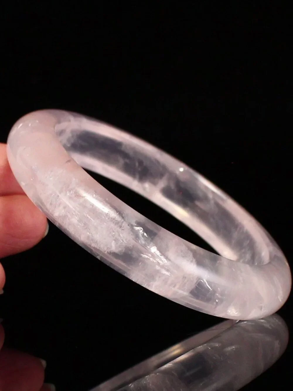 Natural Rose Quartz Bangle 42.89g 54mm ID Mozambique Pink Gemstone Crystal Cert